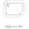Mexen Flat polkrožni tanek levi tuš 120 x 90 cm, bel, črn sifon - 41109012L-B