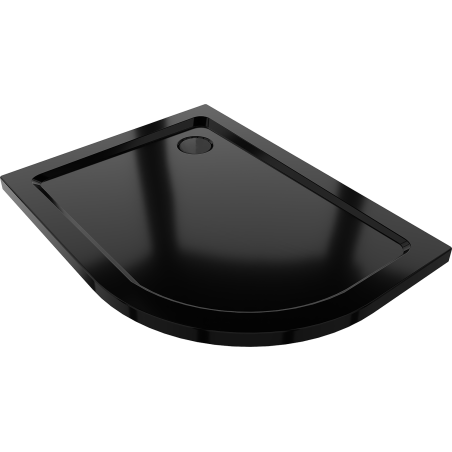 Mexen Flat receveur de douche demi-circulaire mince gauche 90 x 80 cm, noir, siphon noir - 41708090L-B