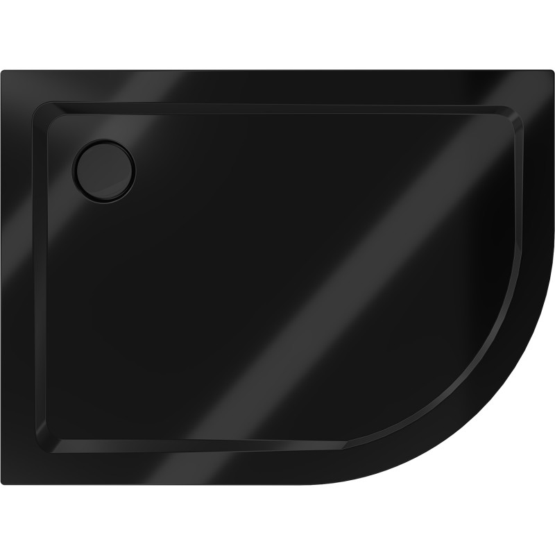 Mexen Flat plato de ducha semicircular slim izquierdo 90 x 80 cm, negro, sifón negro - 41708090L-B