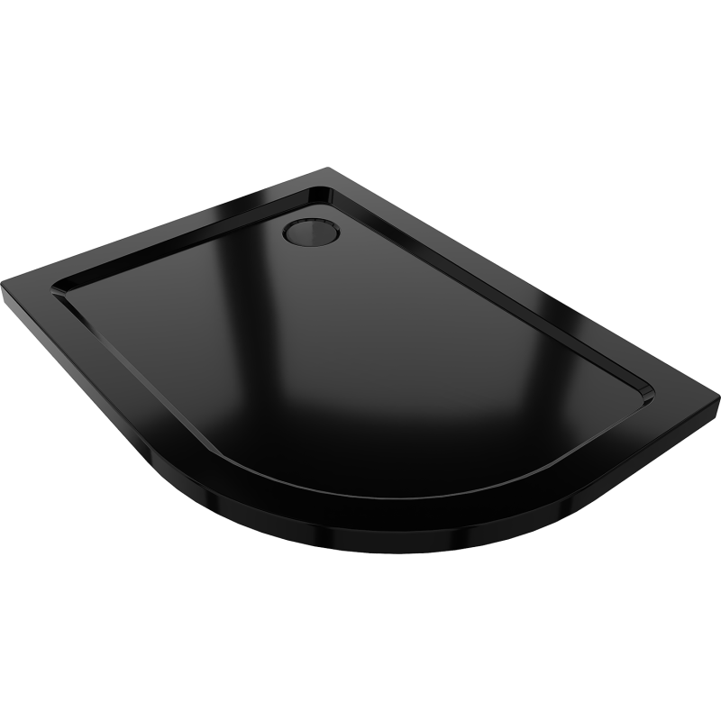 Mexen Flat brodzik półokrągły slim lewy 120 x 80 cm, czarny, syfon czarny - 41708012L-B