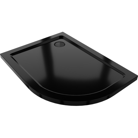 Mexen Flat puoliympyrän muotoinen suihkuallas vasen slim 100 x 90 cm, musta, viemäri musta - 41709010L-B