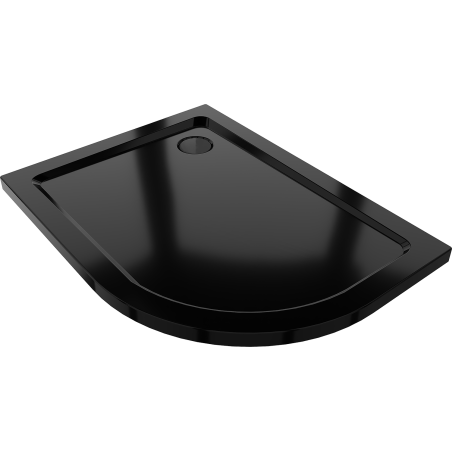 Mexen Flat slim semicircular shower tray left 100 x 90 cm, black, black siphon - 41709010L-B