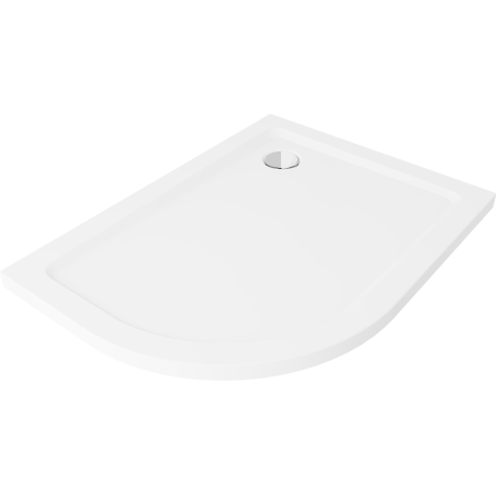 Mexen Flat duschkar hälvcirkel slim höger 90 x 80 cm, vit, kromavlopp - 41108090P