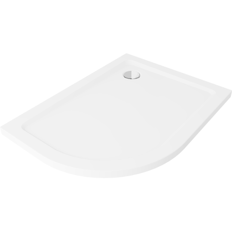 Mexen Flat piatto doccia semicircolare slim destro 90 x 80 cm, bianco, sifone cromato - 41108090P