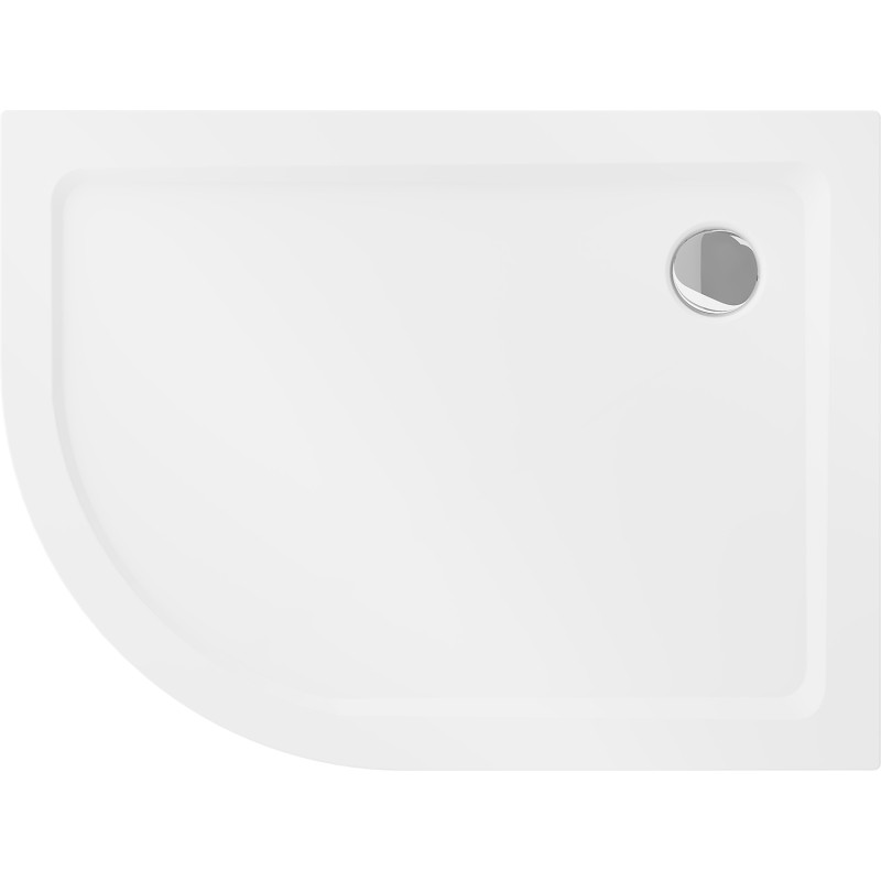 Mexen Flat ντους καμπίνα ημικυκλική λεπτή δεξιά 90 x 80 cm, λευκό, σιφώνιο