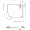 Mexen Flat ντους καμπίνα ημικυκλική λεπτή δεξιά 90 x 80 cm, λευκό, σιφώνιο
