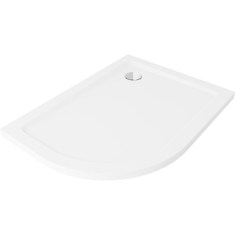 Mexen Flat brodzik półokrągły slim prawy 120 x 80 cm, biały, syfon chrom - 41108012P