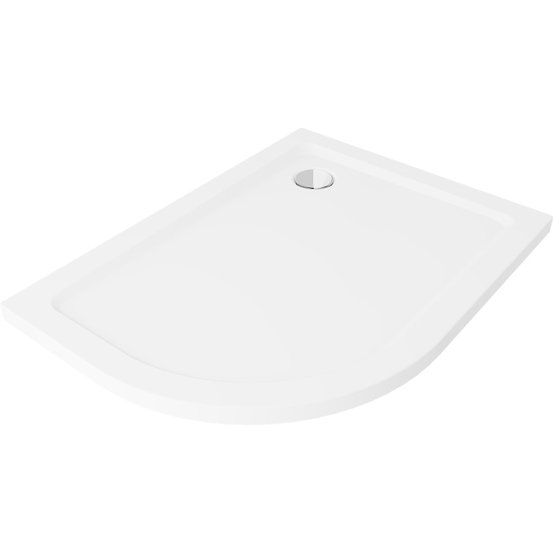 Mexen Flat halvrund slim duschkar, höger 120 x 80 cm, vit, kromavlopp - 41108012P