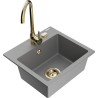 Mexen Milo 1-bowl granite sink with Telma kitchen tap, grey - 6505-71-670200-50