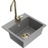 Mexen Milo granite kitchen sink 1-bowl with Telma kitchen faucet, gray - 6505-71-670200-50