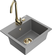 Mexen Milo fregadero de granito de 1 cámara con grifo de cocina Telma, gris - 6505-71-670200-50
