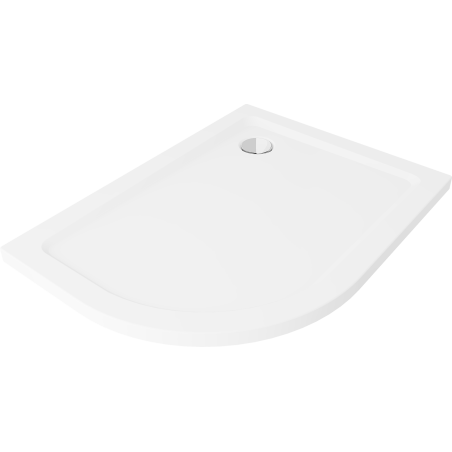 Mexen Flat semi-circular slim shower tray right 120 x 90 cm, white, chrome siphon - 41109012P