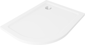 Mexen Flat piatto doccia semicircolare slim destro 120 x 90 cm, bianco, sifone cromo - 41109012P
