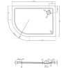 Mexen Flat kvadratisk duschkar slim höger 120 x 90 cm, vit, krom sifon - 41109012P