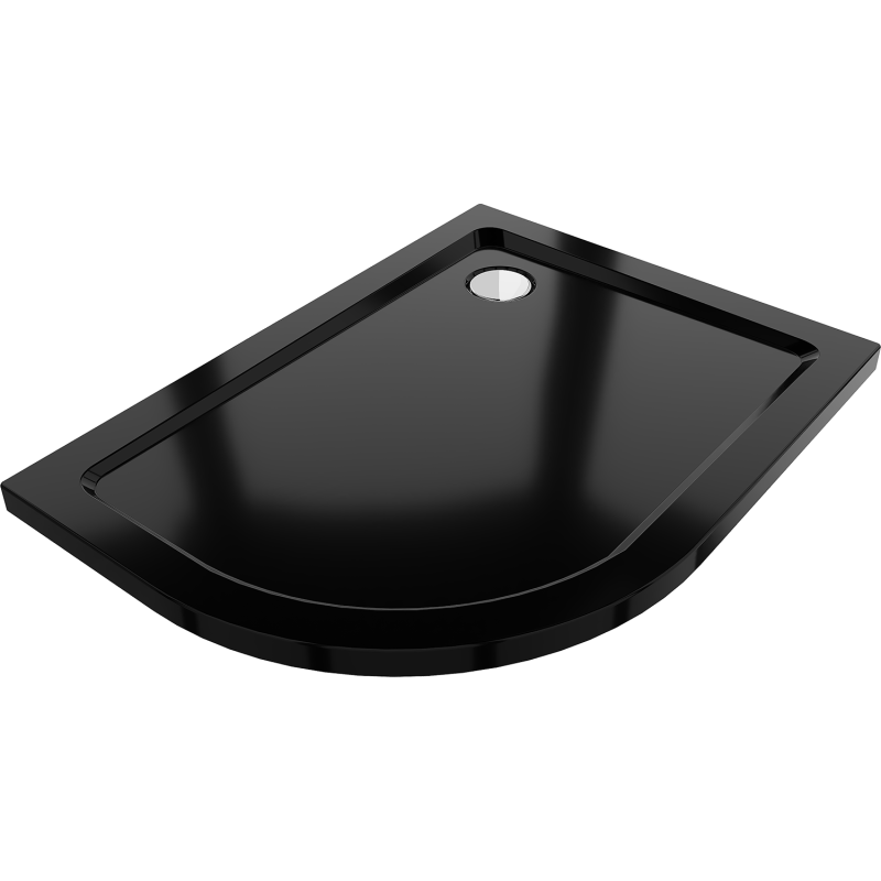Mexen Flat brodzik półokrągły slim prawy 120 x 80 cm, czarny, syfon chrom - 41708012P