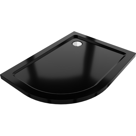 Mexen Flat base de duche semicircular slim direito 120 x 80 cm, preto, sifão cromado - 41708012P