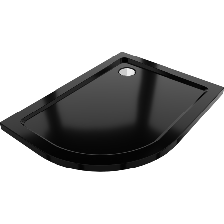Mexen Flat piatto doccia semicircolare slim destro 100 x 90 cm, nero, sifone cromato - 41709010P