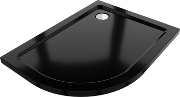 Mexen Flat Halbrunde Duschwanne Slim Rechts 100 x 80 cm, Schwarz, Siphon Chrom - 41708010P