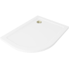 Mexen Flat halvrund slim duschkar höger 90 x 80 cm, vit, guld avlopp - 41108090P-G