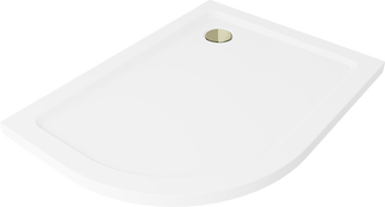 Mexen Flat piatto doccia semicircolare slim destro 120 x 80 cm, bianco, sifone oro - 41108012P-G