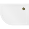 Mexen Flat rund duschbricka slim höger 120 x 80 cm, vit, guldsifon - 41108012P-G