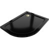 Mexen Flat semi-circular slim right shower tray 90 x 80 cm, black, gold siphon - 41708090P-G