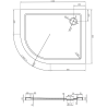 Mexen Flat halbkreisförmige Slim-Duschwanne rechts 100 x 80 cm, schwarz, goldener Siphon - 41708010P-G