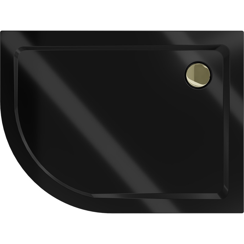 Mexen Flat puslokains dušas paliktnis plāns labais 120 x 80 cm, melns, sifons zeltīts - 41708012P-G