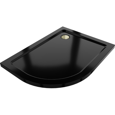 Mexen Flat polkrožni slim desni 120 x 90 cm, črn, sifon zlat - 41709012P-G