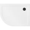 Mexen Flat Halbkreis Duschwanne Slim Rechts 100 x 80 cm, Weiß, Siphon Schwarz - 41108010P-B