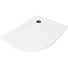 Mexen Flat halfronde slanke douchebak rechts 100 x 80 cm, wit, zwarte sifon - 41108010P-B