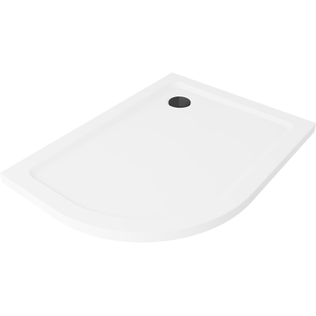 Mexen Flat halvrund slim höger duschkar 120 x 80 cm, vit, svart vattenlås - 41108012P-B