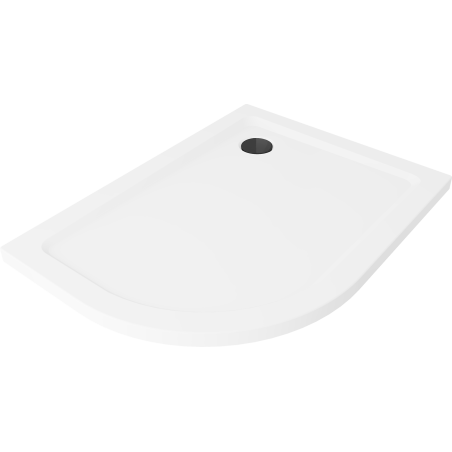 Mexen Flat slim semicircular shower tray right 120 x 80 cm, white, black siphon - 41108012P-B