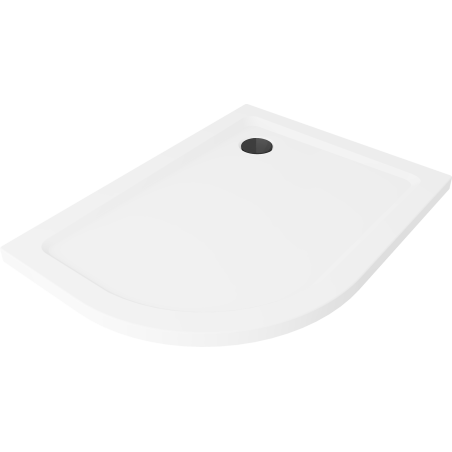 Mexen Flat slimkwart rond douchebak rechts 120 x 80 cm, wit, zwarte sifon - 41108012P-B