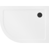 Mexen Flat slim semicircular shower tray right 120 x 80 cm, white, black siphon - 41108012P-B