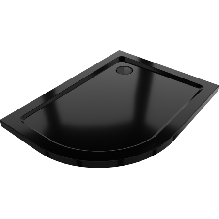 Mexen Flat halve ronde douchebak slim rechts 120 x 80 cm, zwart, sifon zwart - 41708012P-B