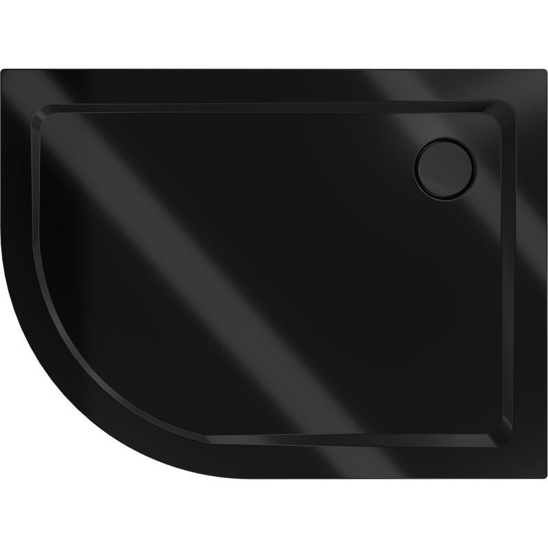 Mexen Flat halve ronde slanke douchebak rechts 100 x 90 cm, zwart, zwarte sifon - 41709010P-B