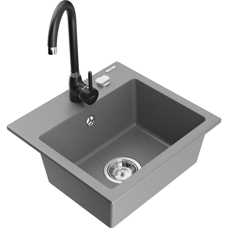 Mexen Milo Granit-Spullut 1-Kummer mat Kichenkran Telma, gro - 6505-71-670200-70