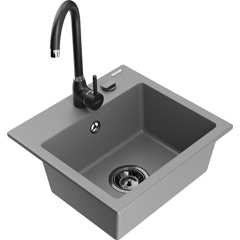 Mexen Milo lavello in granito ad 1 vasca con miscelatore Telma, grigio - 6505-71-670200-70-B