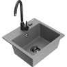 Mexen Milo 1-bowl granite sink with Telma kitchen faucet, gray - 6505-71-670200-70-B