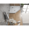 Mexen Flat λεπτή πενταγωνική βάση ντους 80 x 80 cm, λευκό, σιφόνι χρώμιο - 41P108080