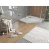 Mexen Flat λεπτή πενταγωνική βάση ντους 80 x 80 cm, λευκό, σιφόνι χρώμιο - 41P108080