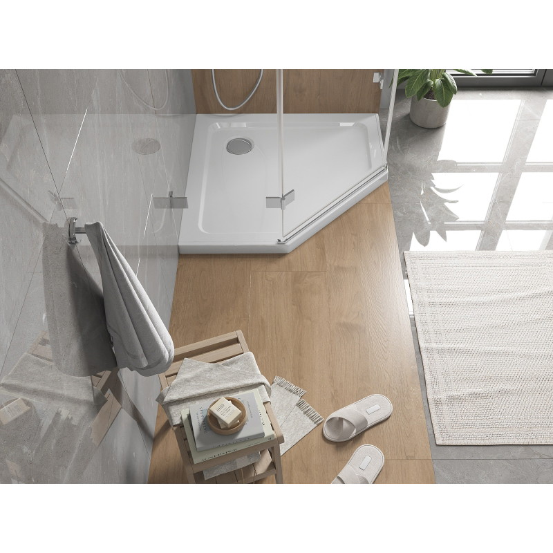 Mexen Flat vijfgangen slanke douchebak 90 x 90 cm, wit, chrom sifon - 41P109090
