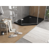 Mexen Flat plato de ducha pentagonal slim derecho 100 x 80 cm, negro, sifón cromo - 41P708010R