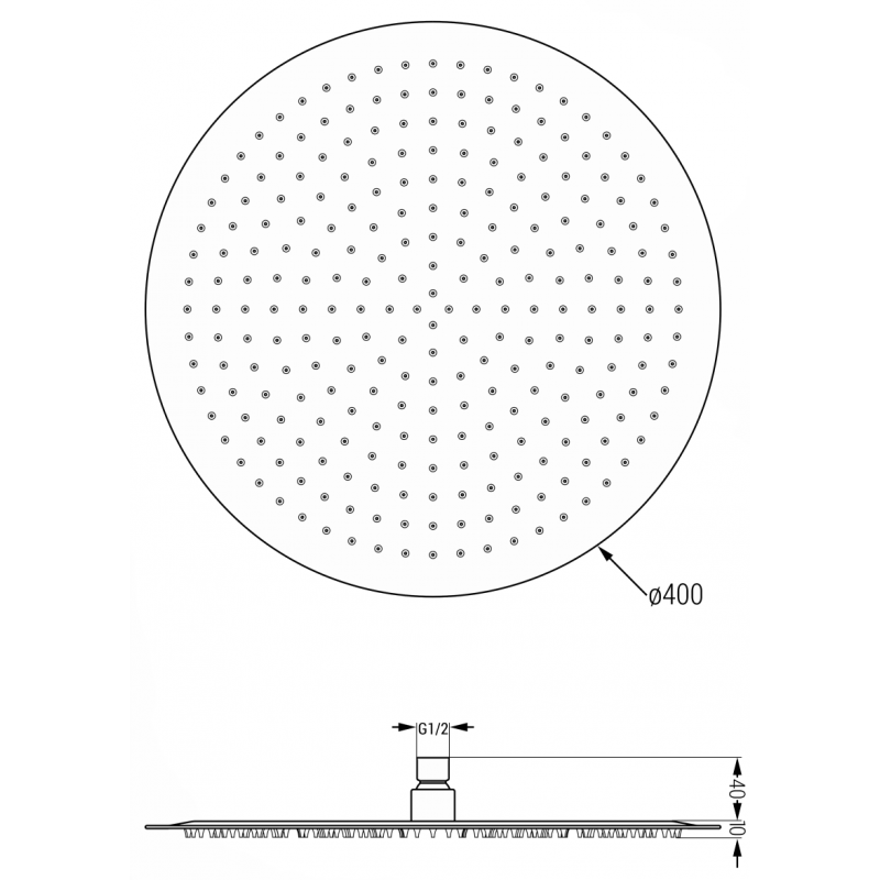 Mexen Slim Reendouche 40 cm, schwaarz - 79240-70