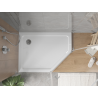 Mexen Flat πενταγωνικό ντους slim αριστερό 100 x 90 cm, λευκό, σιφόνι χρωμέ - 41P109010L