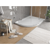 Mexen Flat ντους καμπίνα ημικυκλική λεπτή δεξιά 90 x 80 cm, λευκό, σιφώνιο