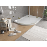 Mexen Flat halvrund slim duschkar höger 90 x 80 cm, vit, guld avlopp - 41108090P-G