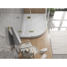 Mexen Flat puoliympyrän muotoinen oikea sileä suihkualusta 100 x 90 cm, valkoinen, kultainen vesilukko - 41109010P-G