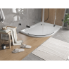 Mexen Flat halvrund slim höger duschkar 120 x 80 cm, vit, svart vattenlås - 41108012P-B